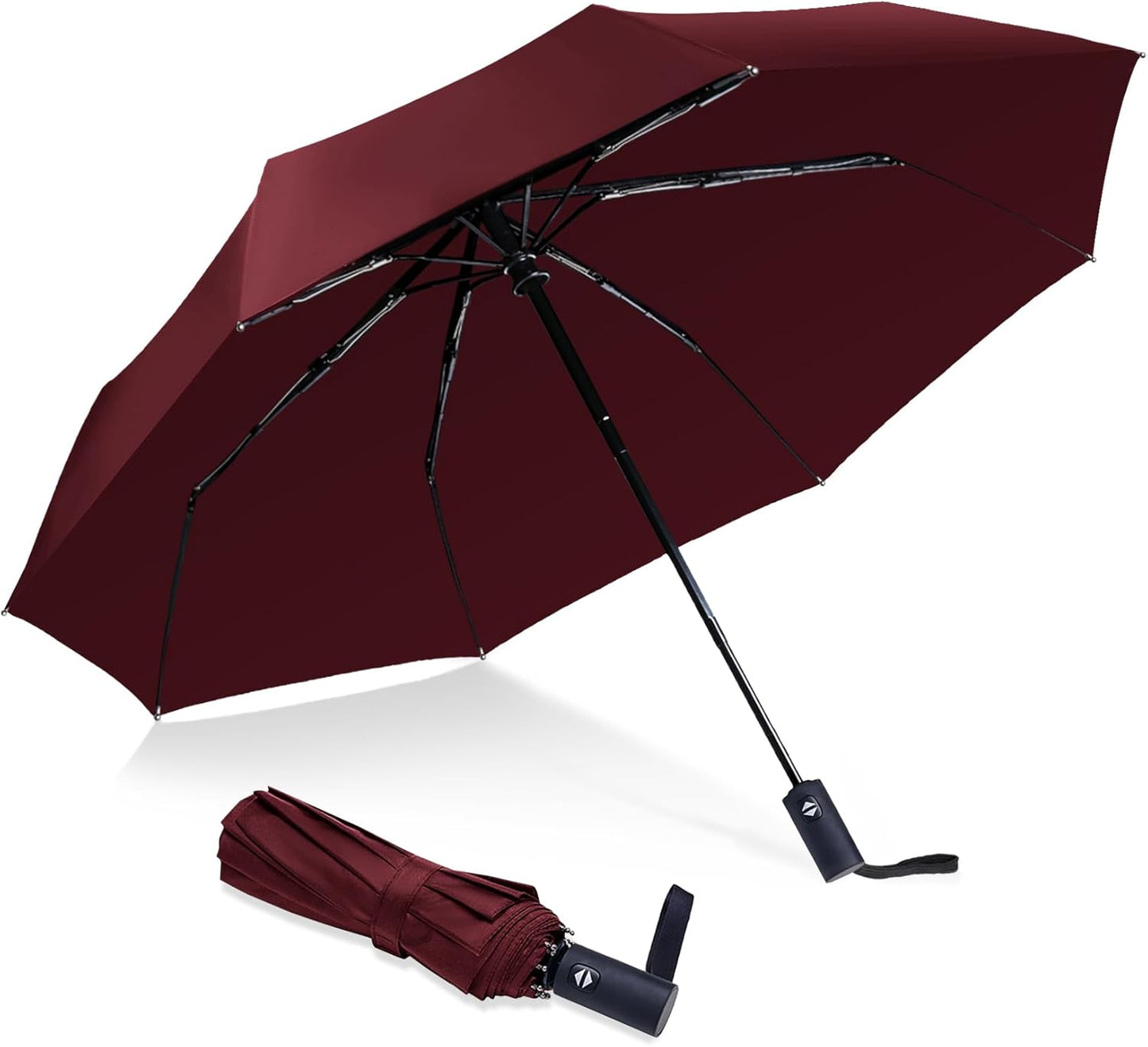 Travel Essentials Umbrella Windproof Compact Collapsible Light, Automatic, Strong and Portable, Wind Resistant Folding Small Umbrella for Rain