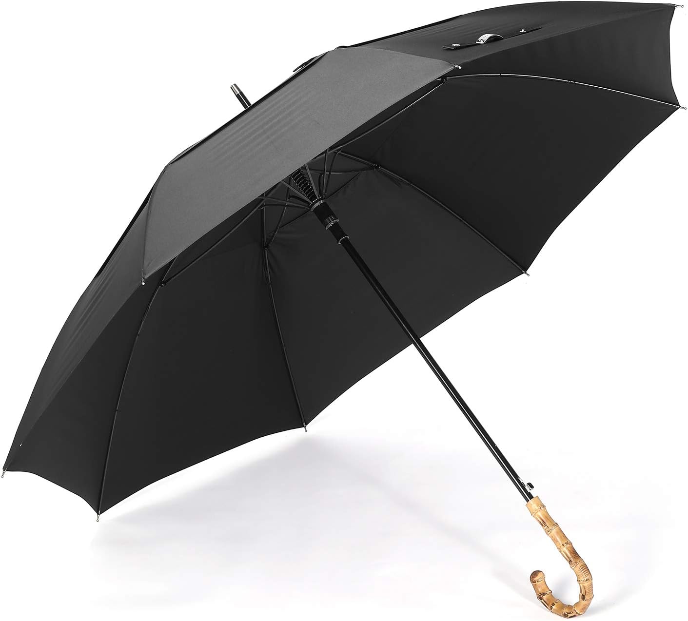 ZEKAR Wood/Bamboo J-Handle Premium Stick Umbrella | 54 & 62 inch | Windproof Large Classic Rain for Men Women | Unique UK Style | 300T Fabric