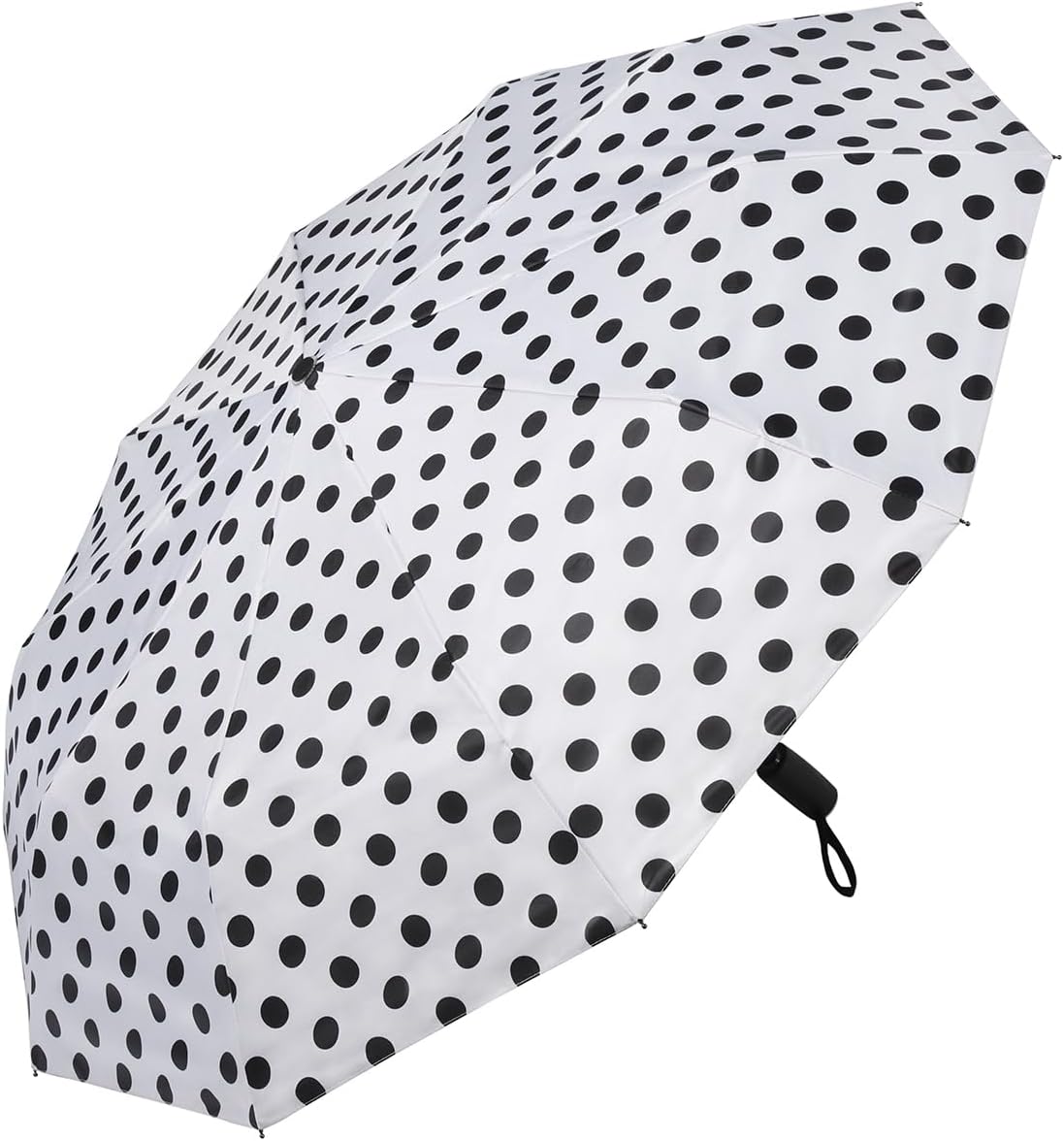 Agaric Cute Polka Dots Large Travel Umbrella for Rain & Sun, 46” UV Protection Auto Open Close Waterproof Folding Umbrella Windproof Compact Umbrella