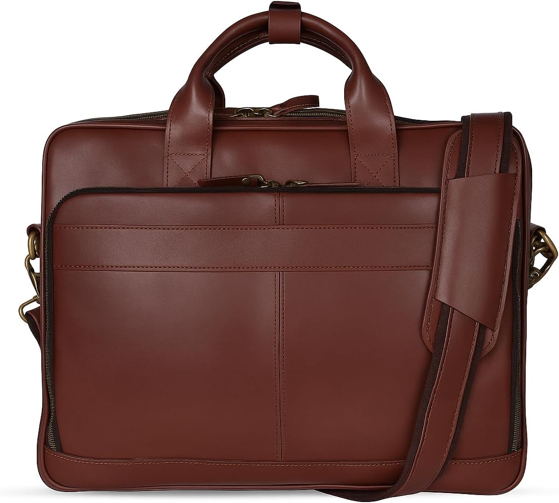 16" Leather Laptop Bag for Men and Women - Meeting Bag / Briefcase