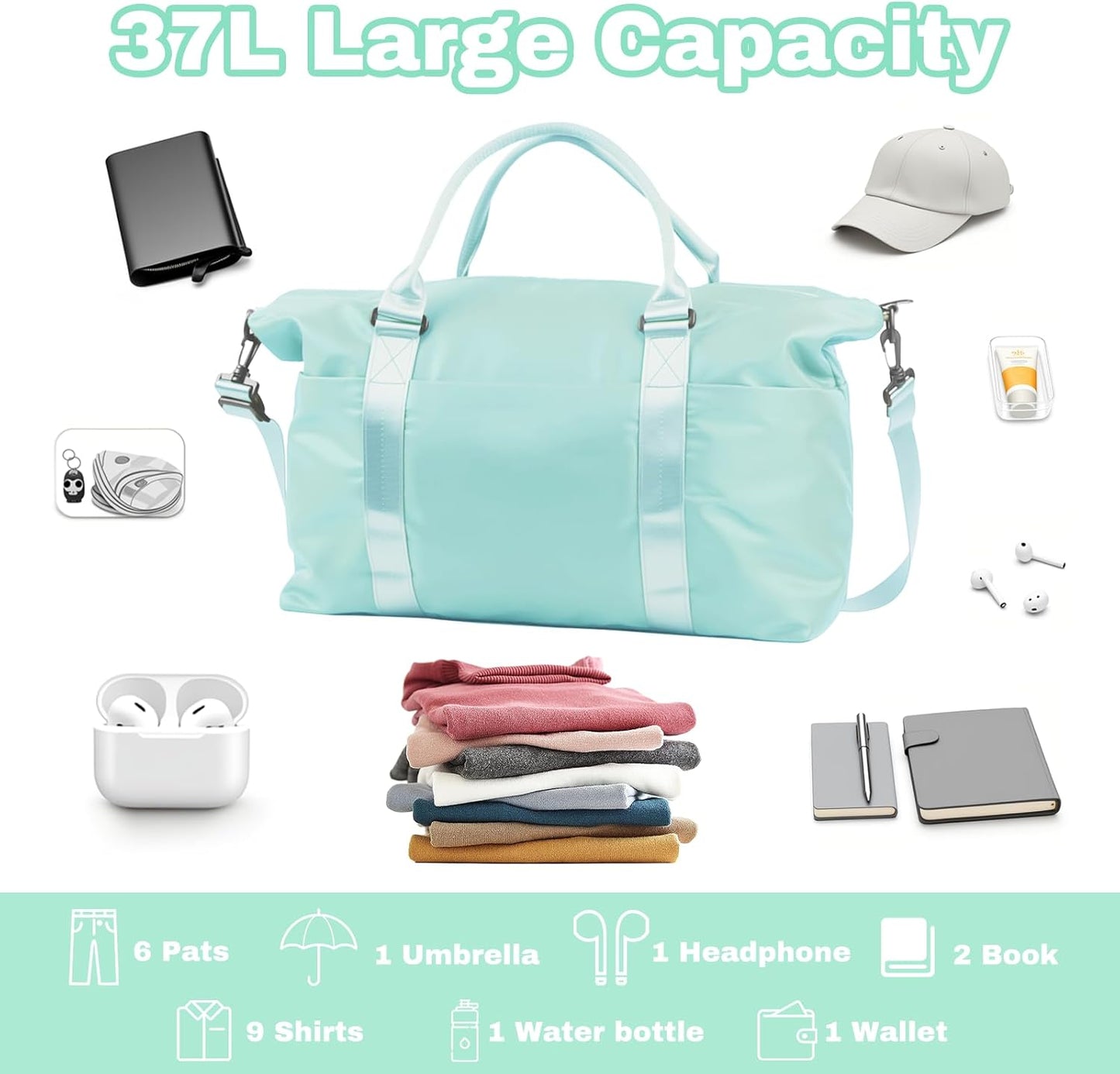 Weekender Duffel Bags for Women， Travel Totes Bag for Airplane Essentials, Overnight Bags for Women with Trolley Sleeve, Large Carry On Hospital Bag for Labor and Delivery, Sport, Gym