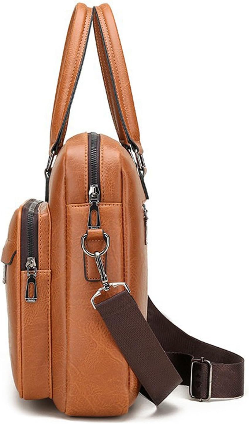 leather Laptop Bag for Men 16 inch Laptop Briefcase Waterproof,Handbags Shoulder Crossbody Bag Business