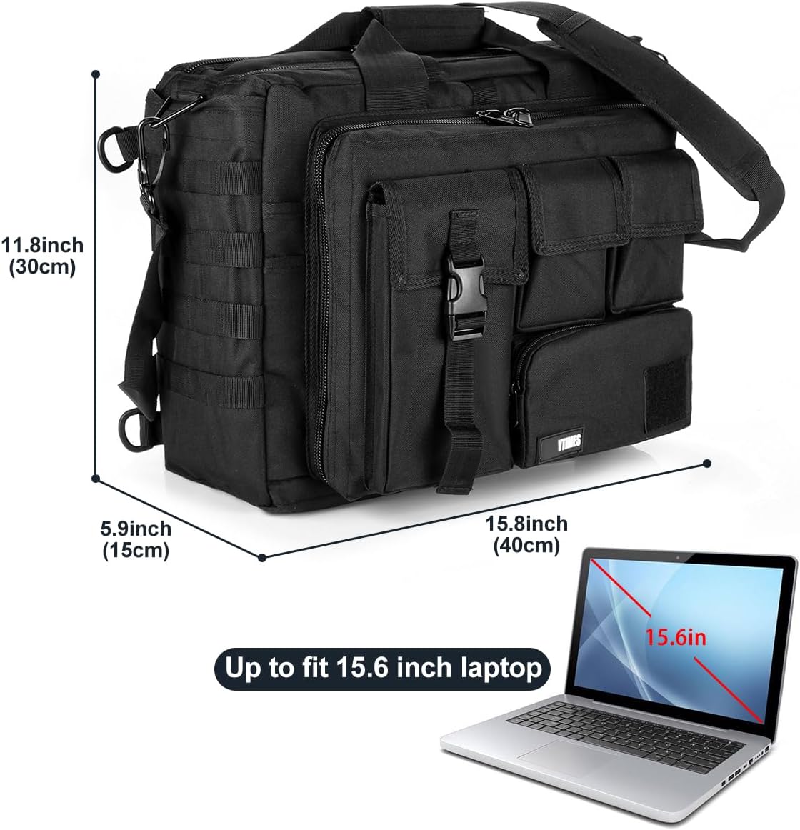 15.6 Inch Laptop Briefcase Tactical Military Messenger Bag Shoulder Work Bag for Men