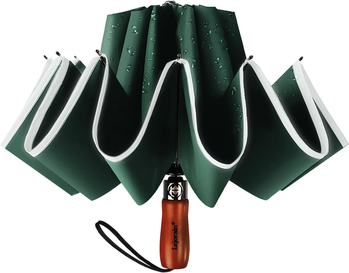 Lejorain Golf Large Inverted Umbrella - Black Big Windproof Heavy Duty Upside Down 46/50/54 Inch Compact Reverse Car Automatic Folding Reflective Umbrella