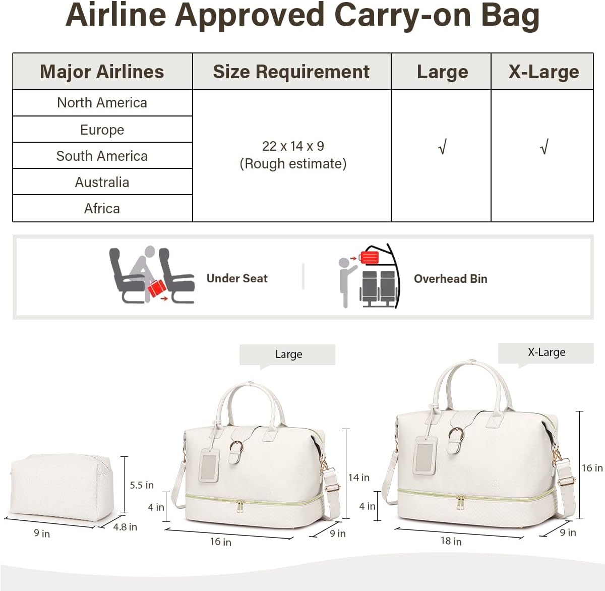 Leather Weekender Bags for Women, Travel Duffel Bag PU Overnight Bag Carry On Tote Bag with Shoe Compartment Wet Pocket