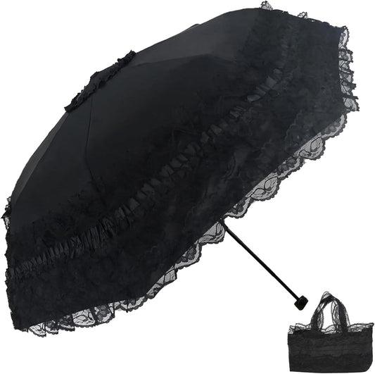 Vintage Lace Parasol Gothic Lolita Umbrella UV Sun Protection Witch Cosplay Photoshoot Props Party Decoration