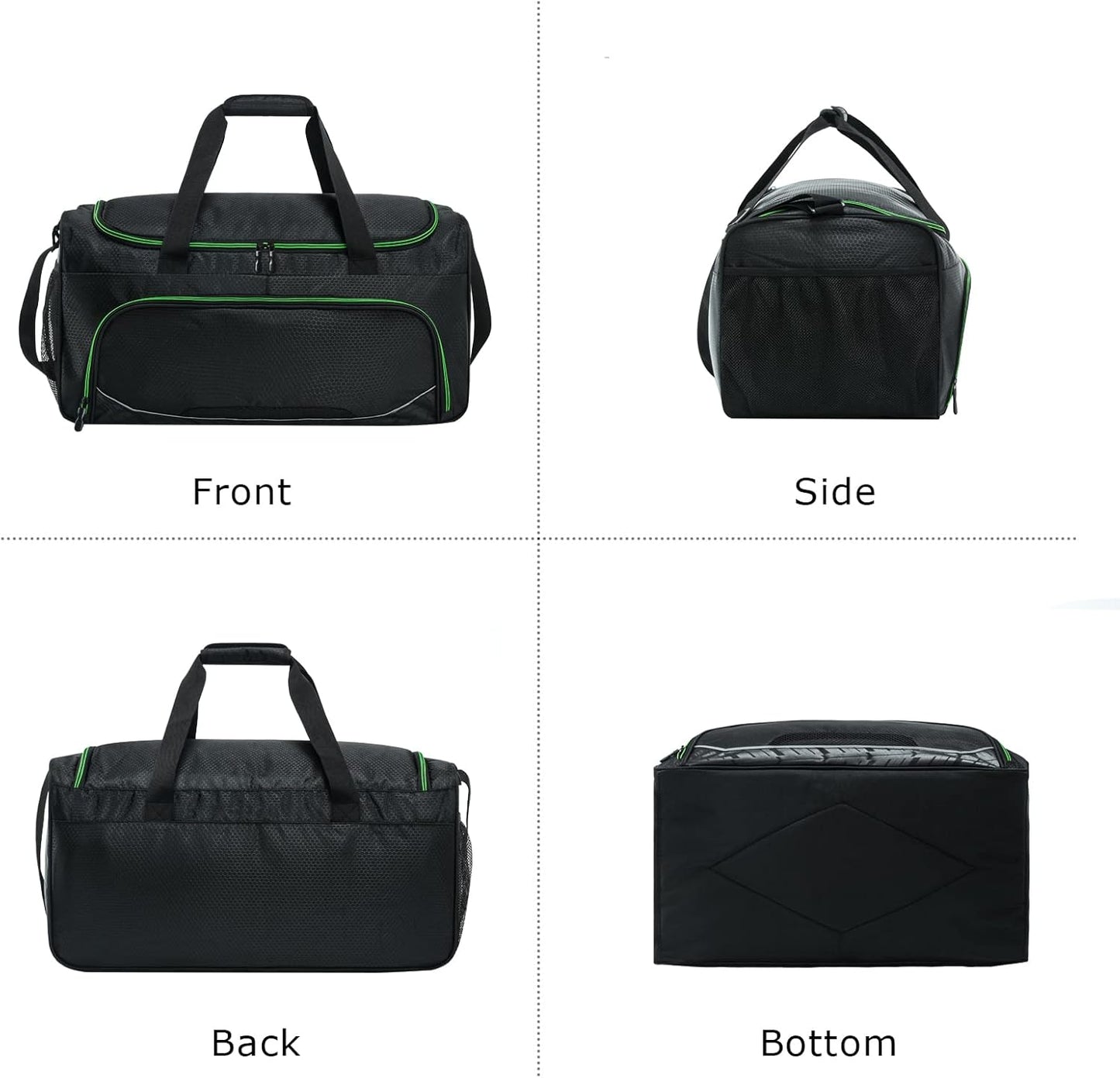 Mens Gym Bag 21 inch Large Overnight Weekender Duffle Bag for Travel Sport-Green/Black