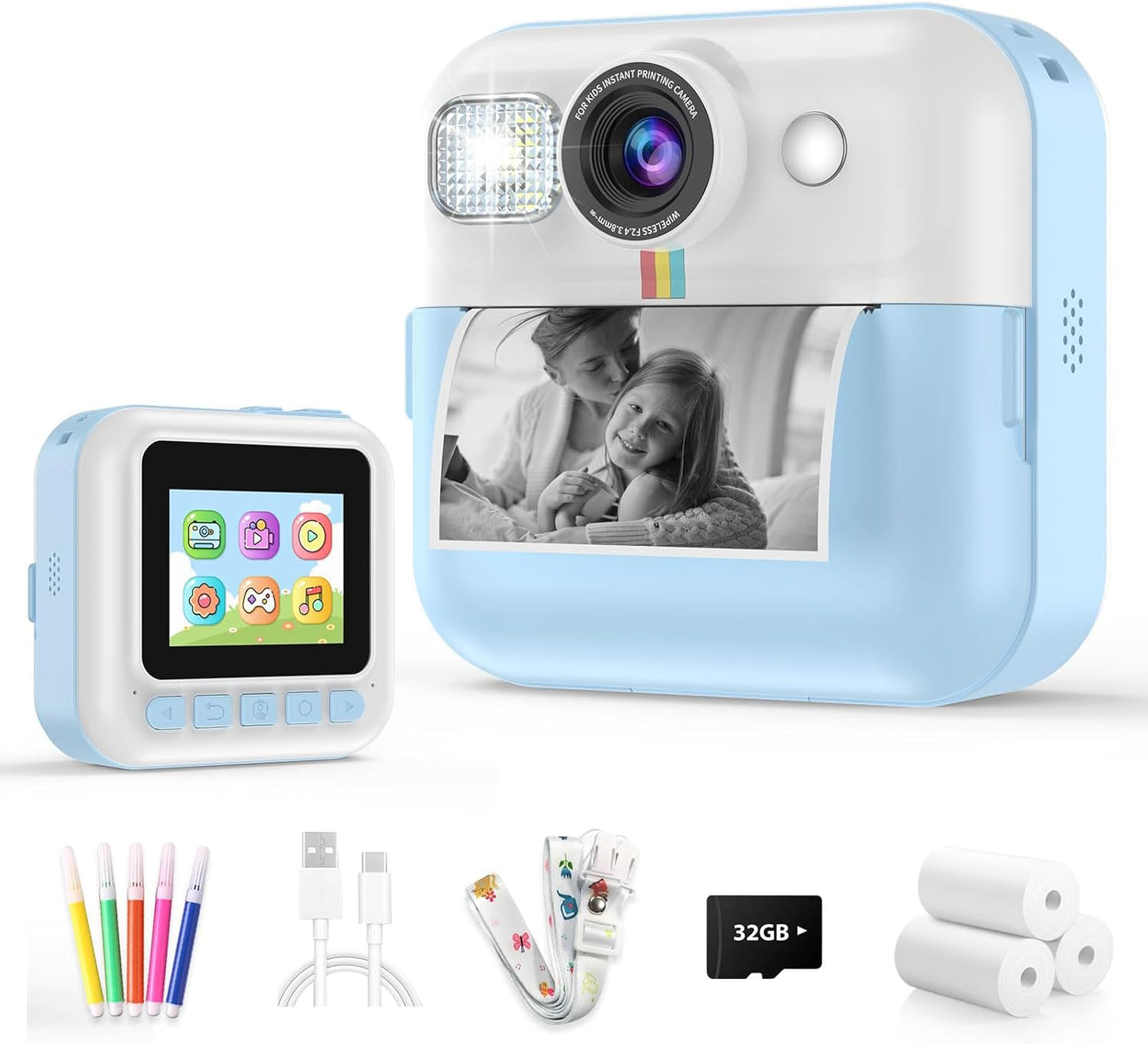Kids Camera for Boys, 1080P Instant Print, Kids Christmas Birthday Gifts, Blue