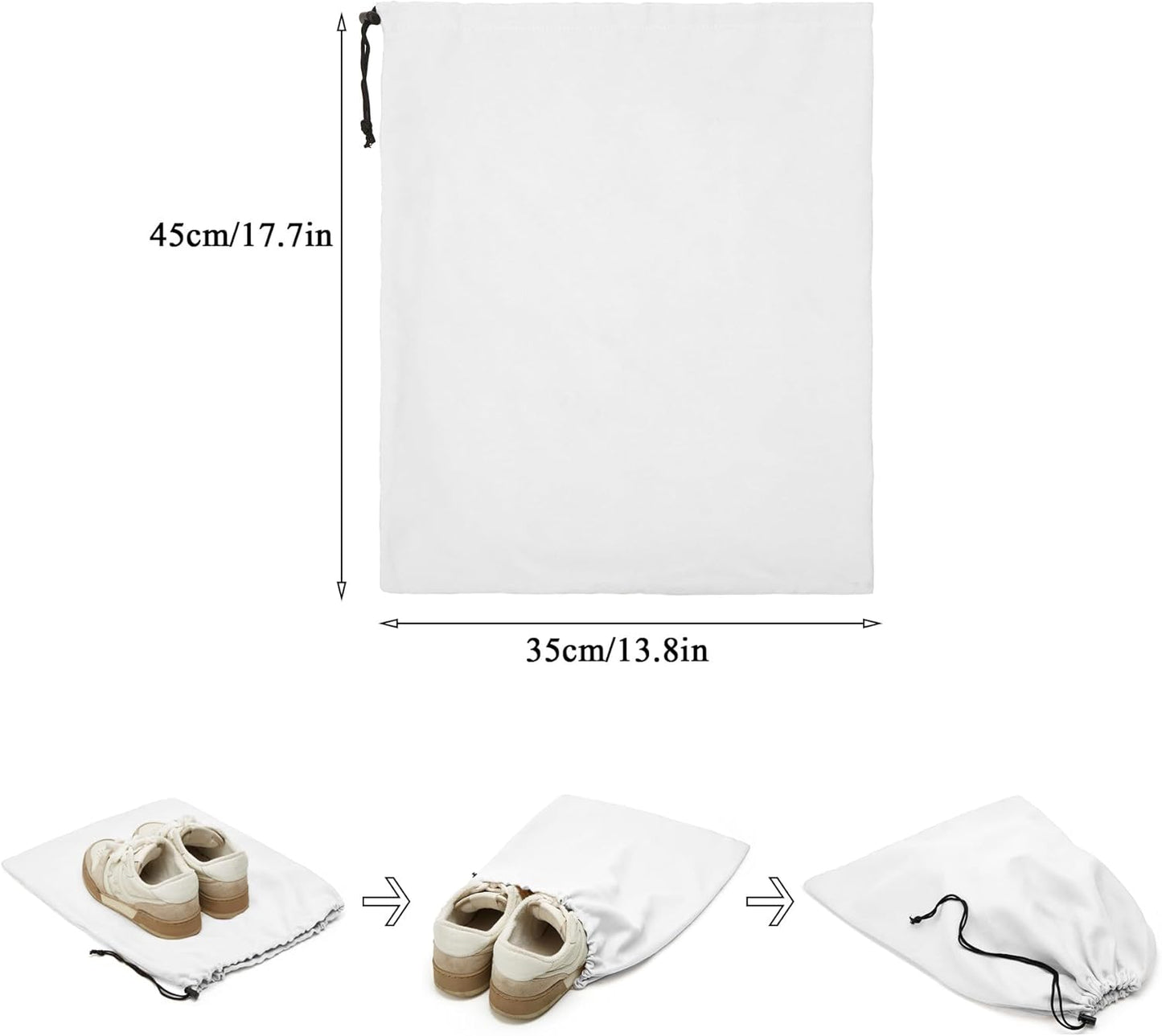 LAKE OF FIRE 4-Piece Travel Shoe Bags for Packing, 17.7" x 13.8" Dustproof Shoe Bags - Flannel Shoe Pouch with Drawstring Closure,Washable & Reusable(White)