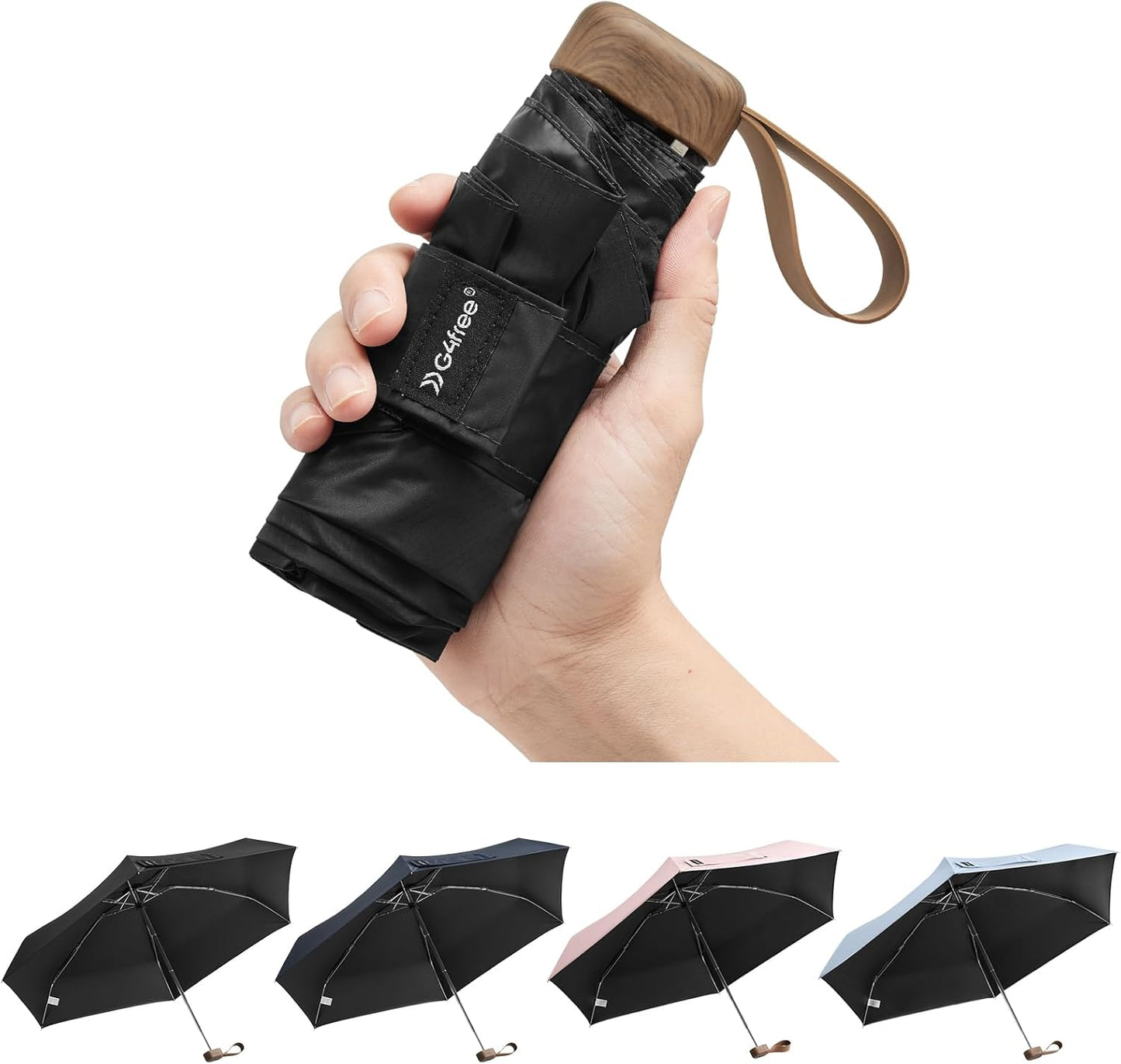G4Free Mini Travel Folding Umbrella for Purse, Compact UPF 50+ UV Protection Sun & Rain Small Umbrella, Lightweight Portable Parasol Fits in Pocket, Wallet for Women Men