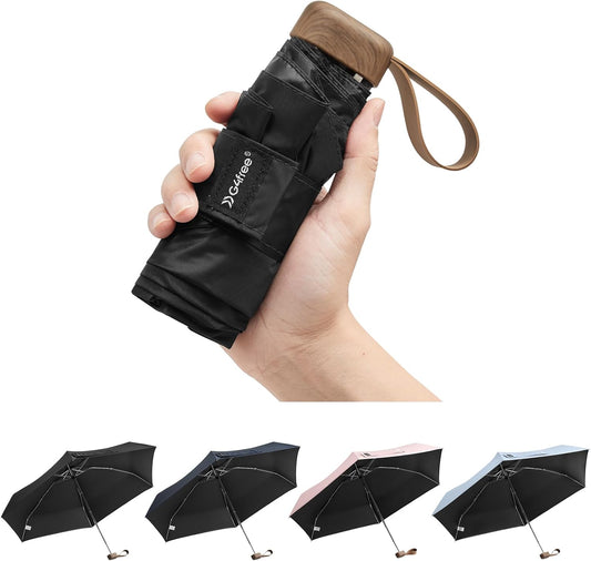 G4Free Mini Travel Folding Umbrella for Purse, Compact UPF 50+ UV Protection Sun & Rain Small Umbrella, Lightweight Portable Parasol Fits in Pocket, Wallet for Women Men