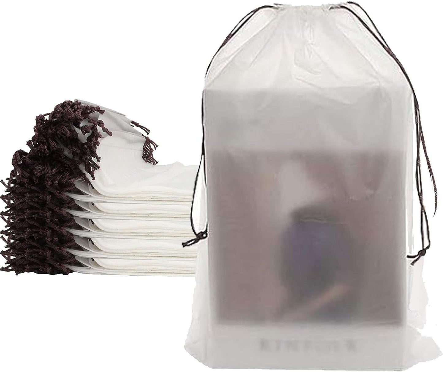 150 Pack 11.8 x 15.7 Inch Drawstring Bags, Travel Shoe Bags with Drawstring, Large Shoes Storage Organizers Pouch with Rope, Translucent Shoe Bags for Travel, Thickness 5 mil