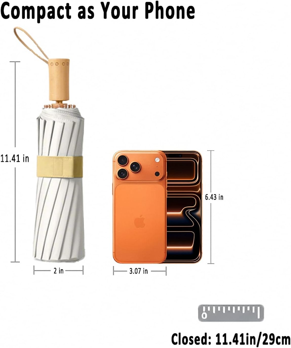 Compact Folding Umbrella for Women – Windproof Sun & Rain Umbrella with UV Protection, Lightweight Travel Parasol for Students & Professionals