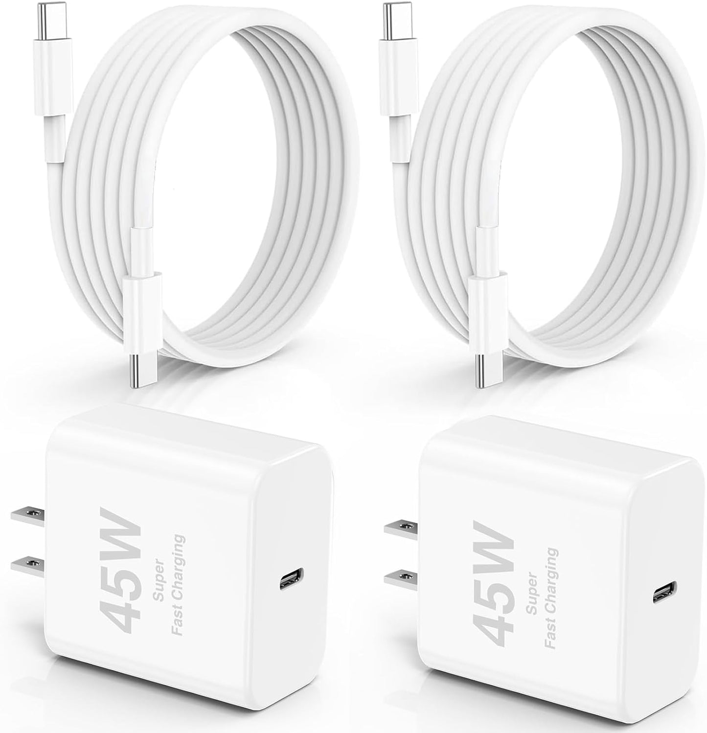 10ft iPhone 17 16 15 Charger, 2Pack 45W USB C Fast Charging Block and Long Type C to C Cable Cord,Wall Plug Adapter Cube Brick for Apple iPhone 17 Pro Max/17 Air/16e/16 Pro/15 Plus/iPad,Samsung Galaxy