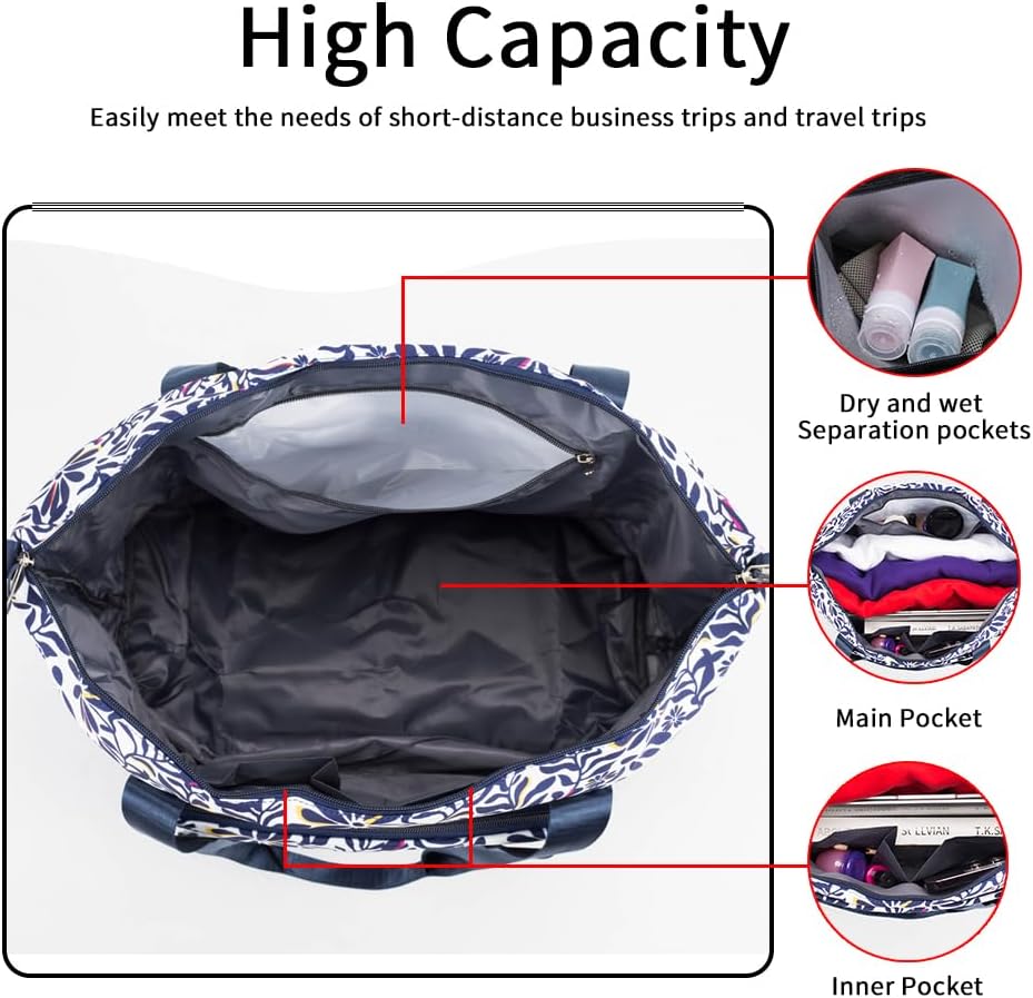 Large Capacity Foldable Travel Bag Expandable Portable Carry on Bag Dry&Wet Separation Sports Duffel Bags