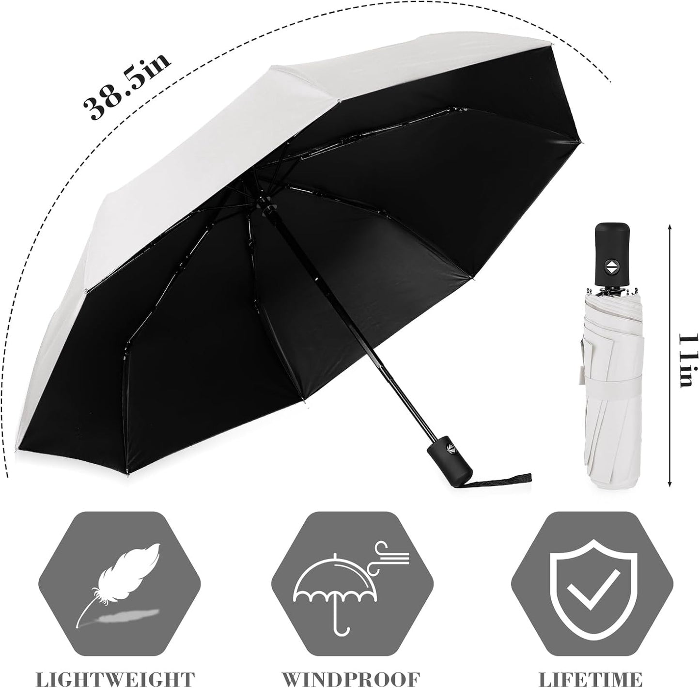 Jexine 6 Pcs Travel Compact Umbrella Automatic Open Close Windproof Small Light Backpack Purse Car Portable Collapsible Umbrella for Rain, Men Women