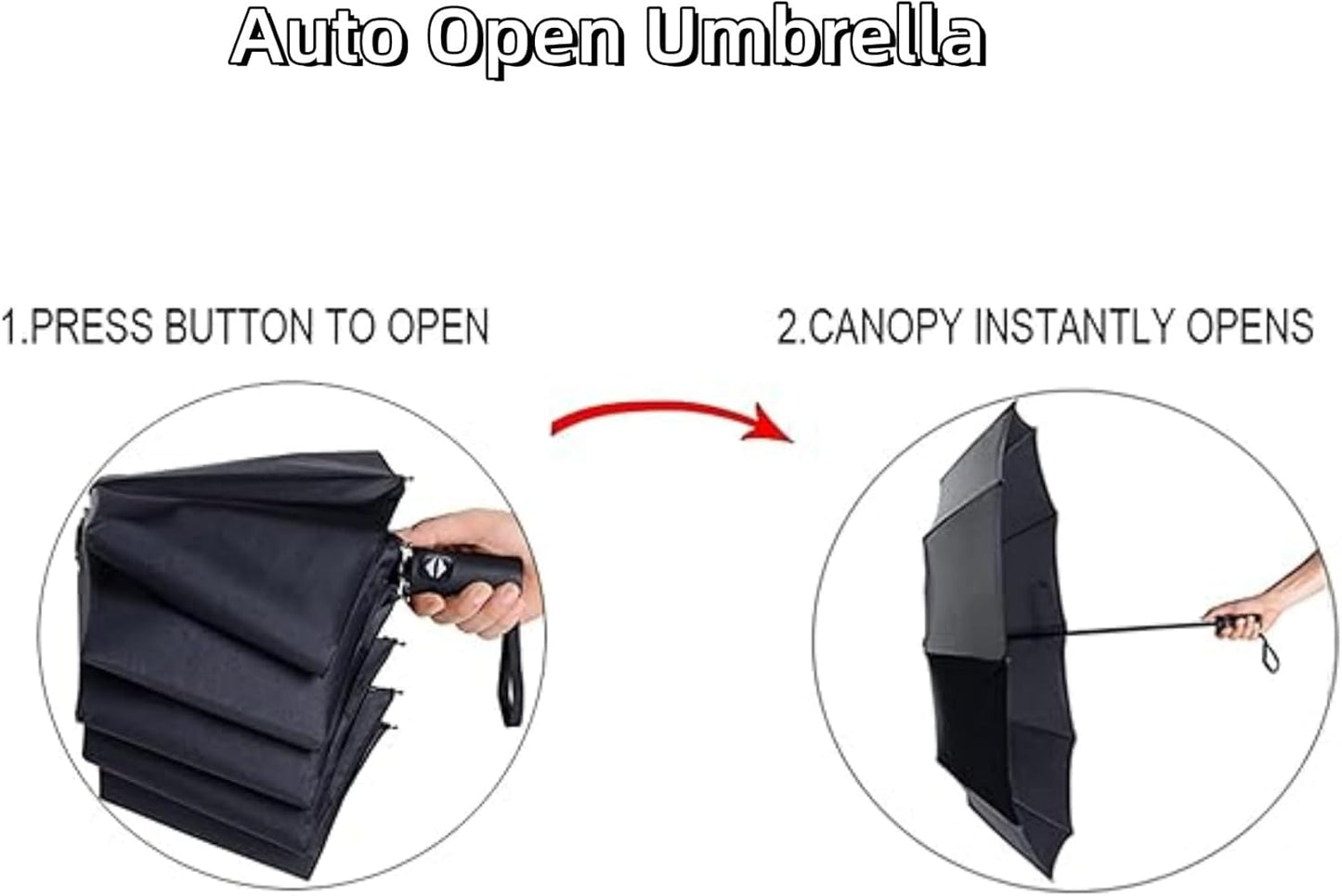 Windproof Travel Umbrella for Adult, Automatic Umbrellas for Rain - Compact Folding Umbrella with UV Protection, Lightweight Portable Design for Backpack/Walking/Car, Sun & Storm Ready