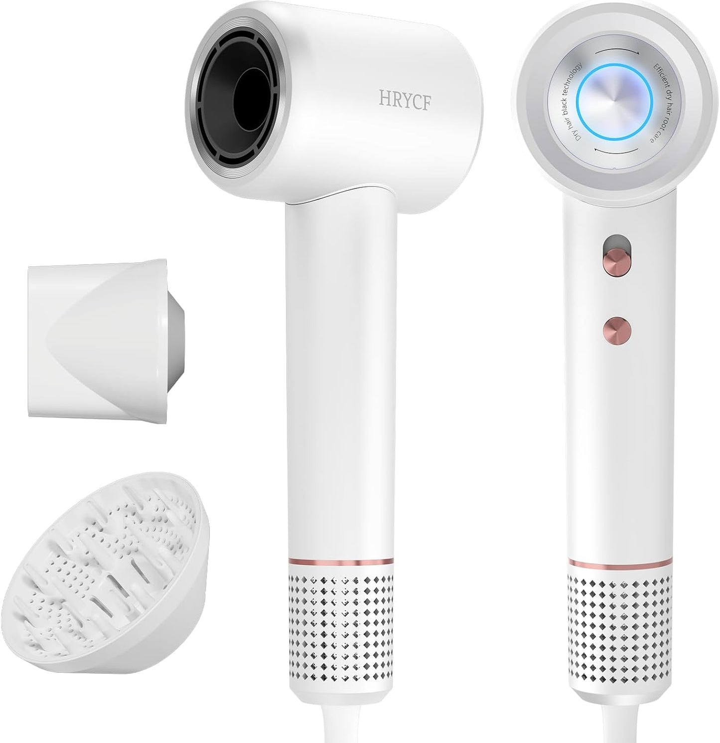 High Speed Hair Blow Dryer｜Professional Salon Grade Air Speed, Negative Ion Hair Care｜Quiet Design｜Suitable for Thick Hair/Styling with Nozzle & Diffuser, Long Motor Lifespan