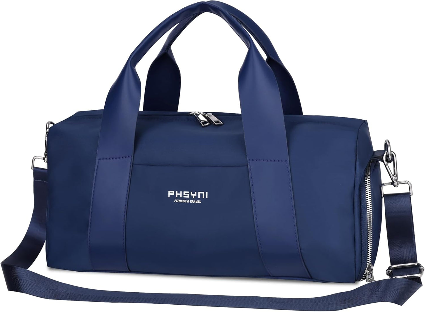 Compact Sports Gym Bag for Women and Man, Cute Mini Duffle Bag with Wet Pocket & Shoes Compartment, Personal Item Travel Workout Bag, 16"-Small, Navy