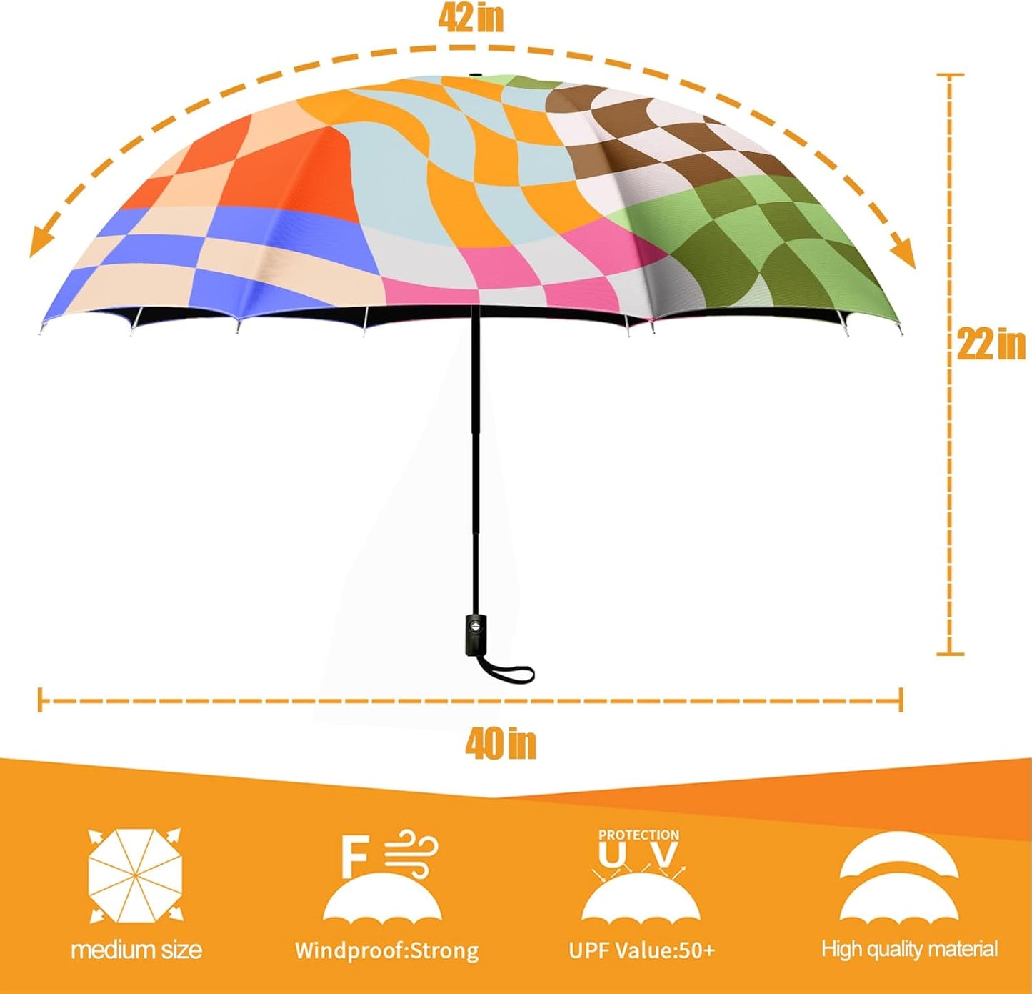 Small Compact Travel Automatic Folding Umbrella for Women, Portable Lightweight, Rain, Wind, UV Sun Shade