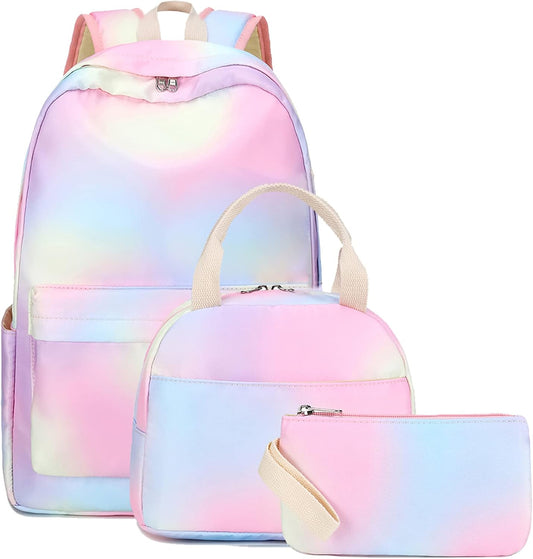 LEDAOU Backpack for Girls School Bag Kids Bookbag Teen Backpack Set Daypack with Lunch Bag and Pencil Case