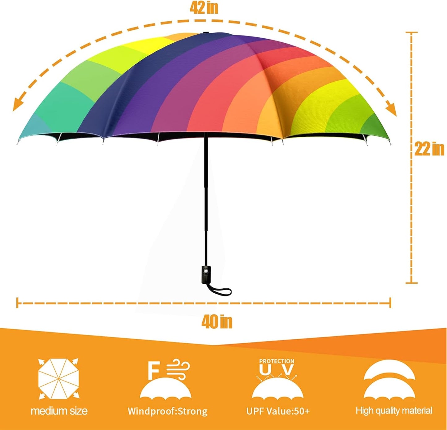 Small Compact Travel Automatic Folding Umbrella for Women, Portable Lightweight, Rain, Wind, UV Sun Shade