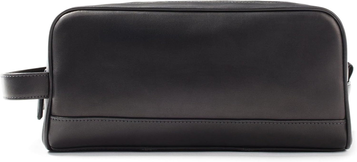 Leatherology Premium Black Oil Double Zip Toiletry Bag
