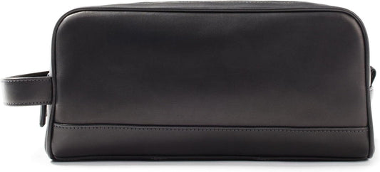 Leatherology Premium Black Oil Double Zip Toiletry Bag