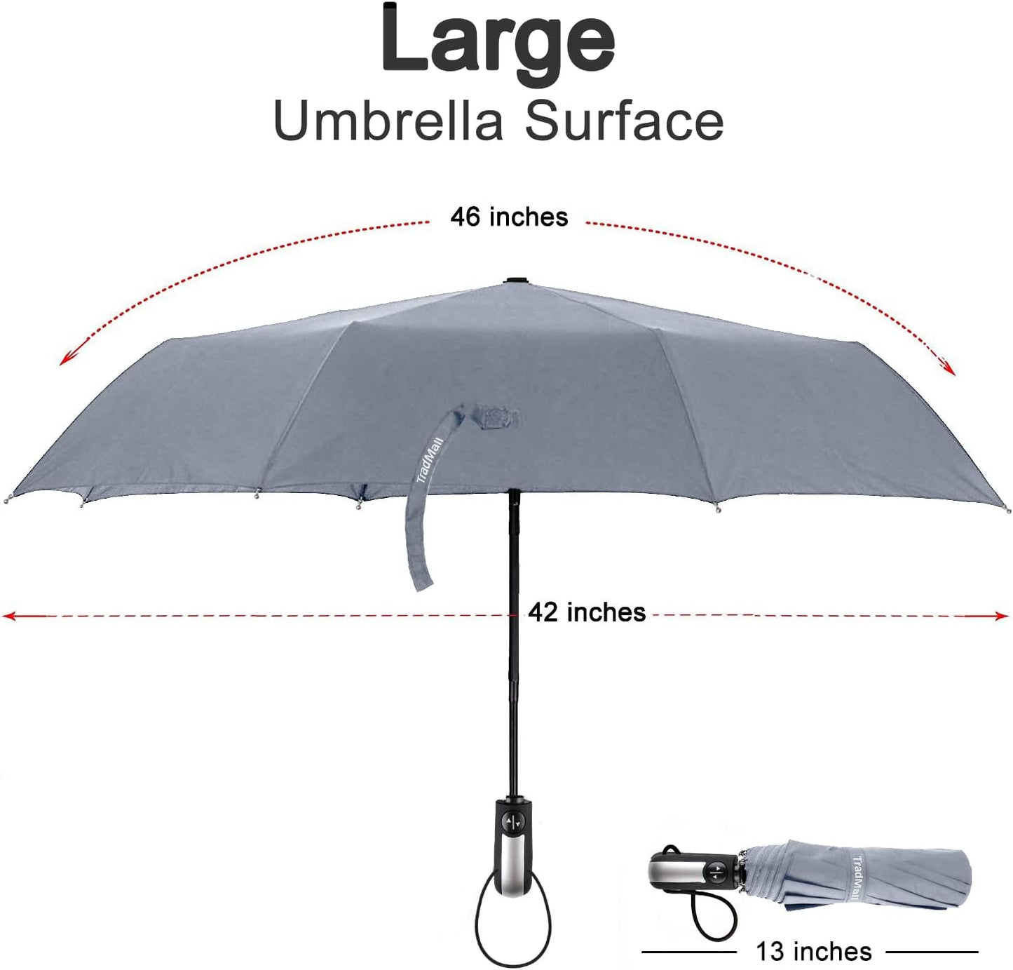 TradMall 5 Pack Bulk Umbrellas Travel Windproof Portable Compact Large Size Canopy for Rain Auto Open & Close