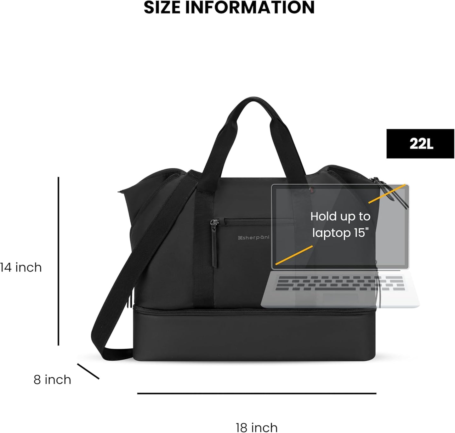 Sherpani Boston, Anti-Theft Weekender Bags,Travel Duffel Bag for Women, Carry On Tote Bag with Removable Shoe Bottom Compartment, Metal Hardware