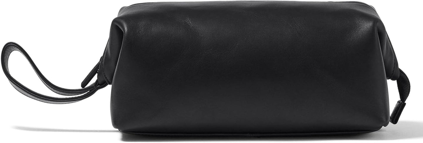 Leatherology Premium Black Oil Framed Toiletry Bag - Wide-mouth zippered opening, interior and exterior zippered compartments, compact and functional