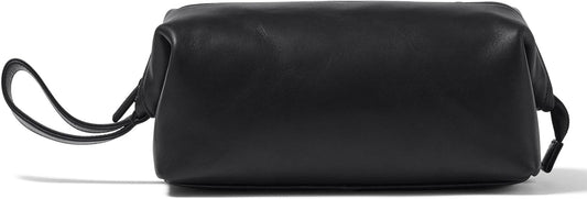 Leatherology Premium Black Oil Framed Toiletry Bag - Wide-mouth zippered opening, interior and exterior zippered compartments, compact and functional