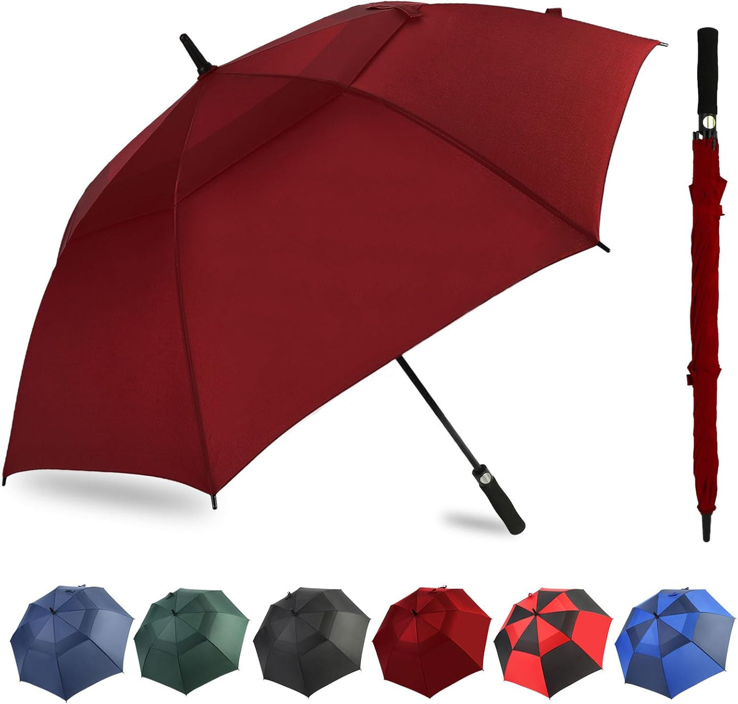 Automatic Open Golf Umbrella, 54/62/68/72 inch Extra Large Oversize Double Canopy Vented Stick Umbrellas, Windproof Waterproof Umbrella for Men And Women