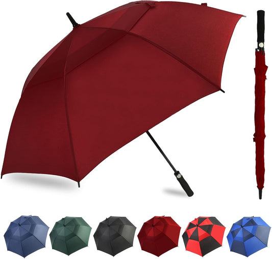 Automatic Open Golf Umbrella, 54/62/68/72 inch Extra Large Oversize Double Canopy Vented Stick Umbrellas, Windproof Waterproof Umbrella for Men And Women
