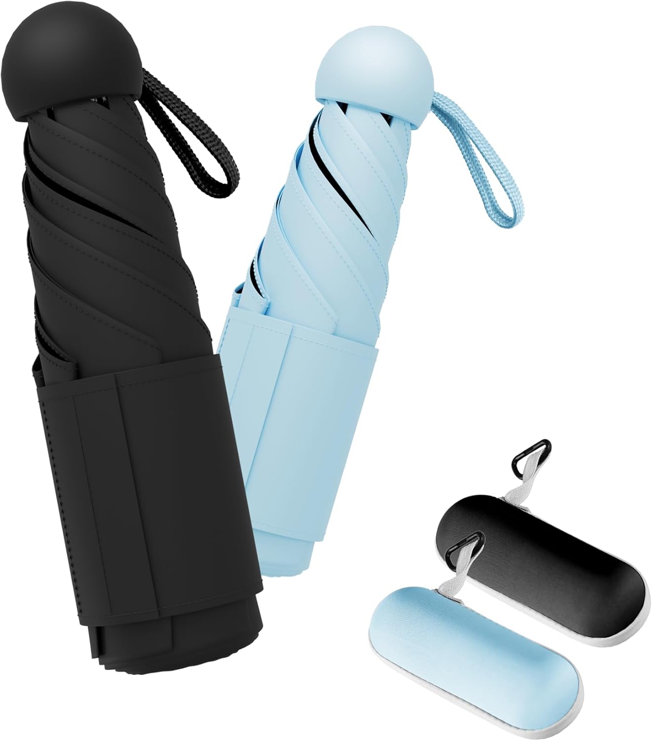 Travel Mini Umbrella Compact Small & Lightweight, UV Rain Protection, Pocket-Sized Folding Umbrellas with Quickdraw & Case for Men Women & Kids Backpack