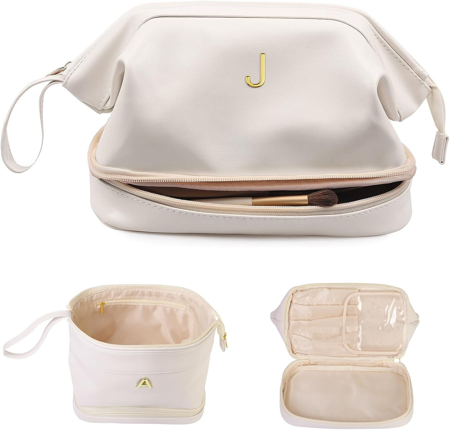 Gifts for Young Women-Appreciation Gifts, Makeup Bag for Women, Personalized Double Layer Cosmetic Bag with Makeup Brush Organizer, Travel Toiletry Bag Gift for Mom/Sister