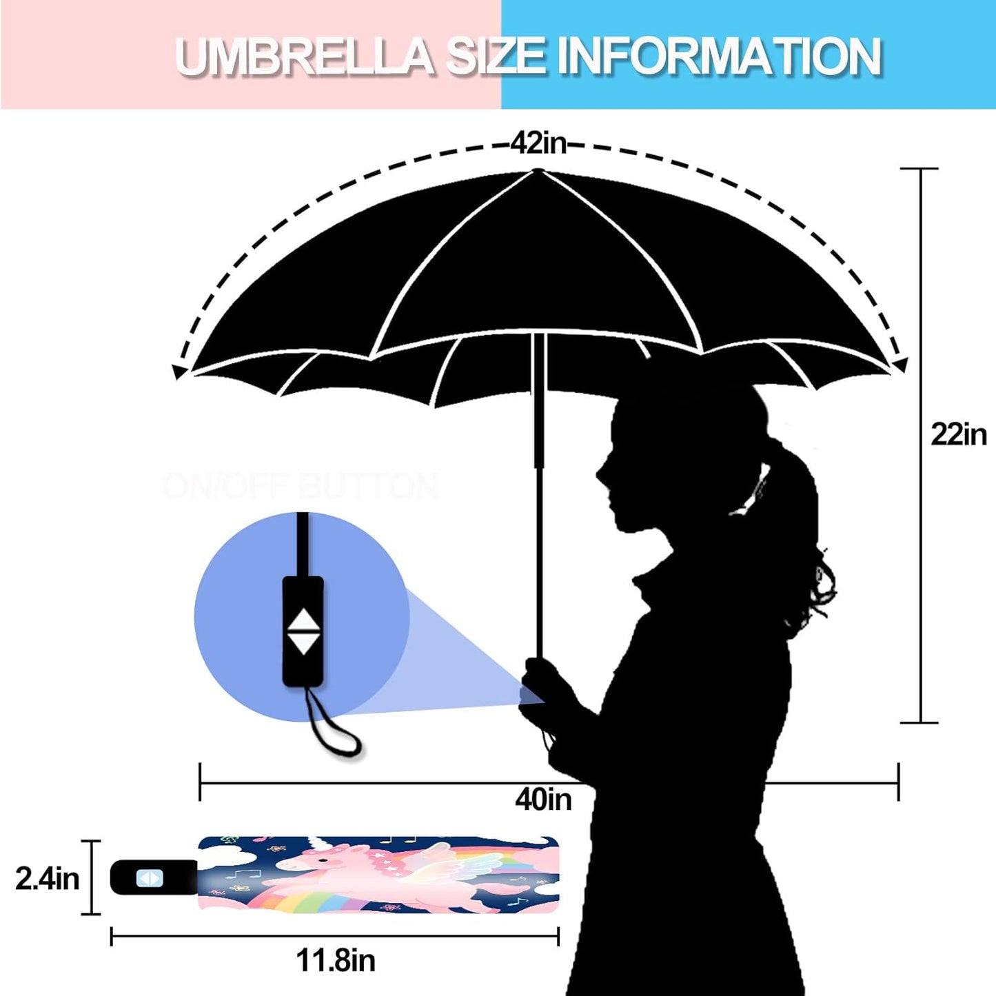 Small Travel Folding Umbrella for Girl, Portable, UV, SunShade, Compact, Automatic, Rain & Wind