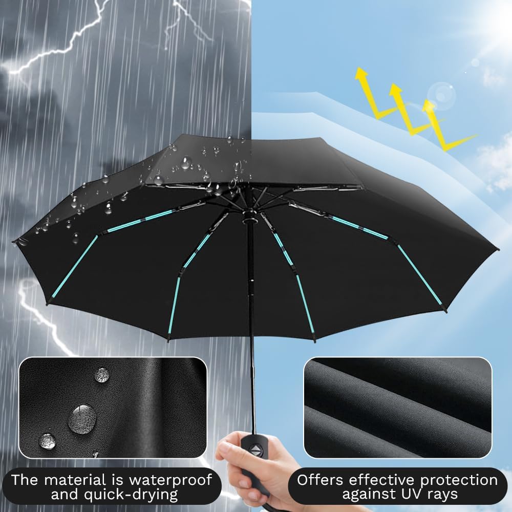 YINBAOGE Compact Travel Umbrella, Automatic Folding Windproof 8 Ribs, Lightweight Small Portable Parasol for Rain & Sun with UV Protection, Fits Car, Backpack, Purse, Men & Women