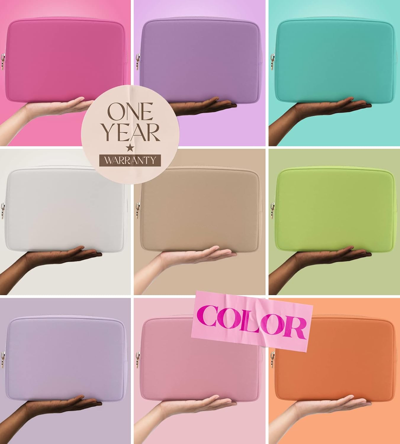 Embla Makeup Bag Travel Cosmetics Pouch and Toiletry Bag, Nylon Zipper Pouch Purse, Cute Make Up Organizer Storage Tote for Women Girls, Waterproof Travel Skincare Case, Large Makeup Bags, Lilac