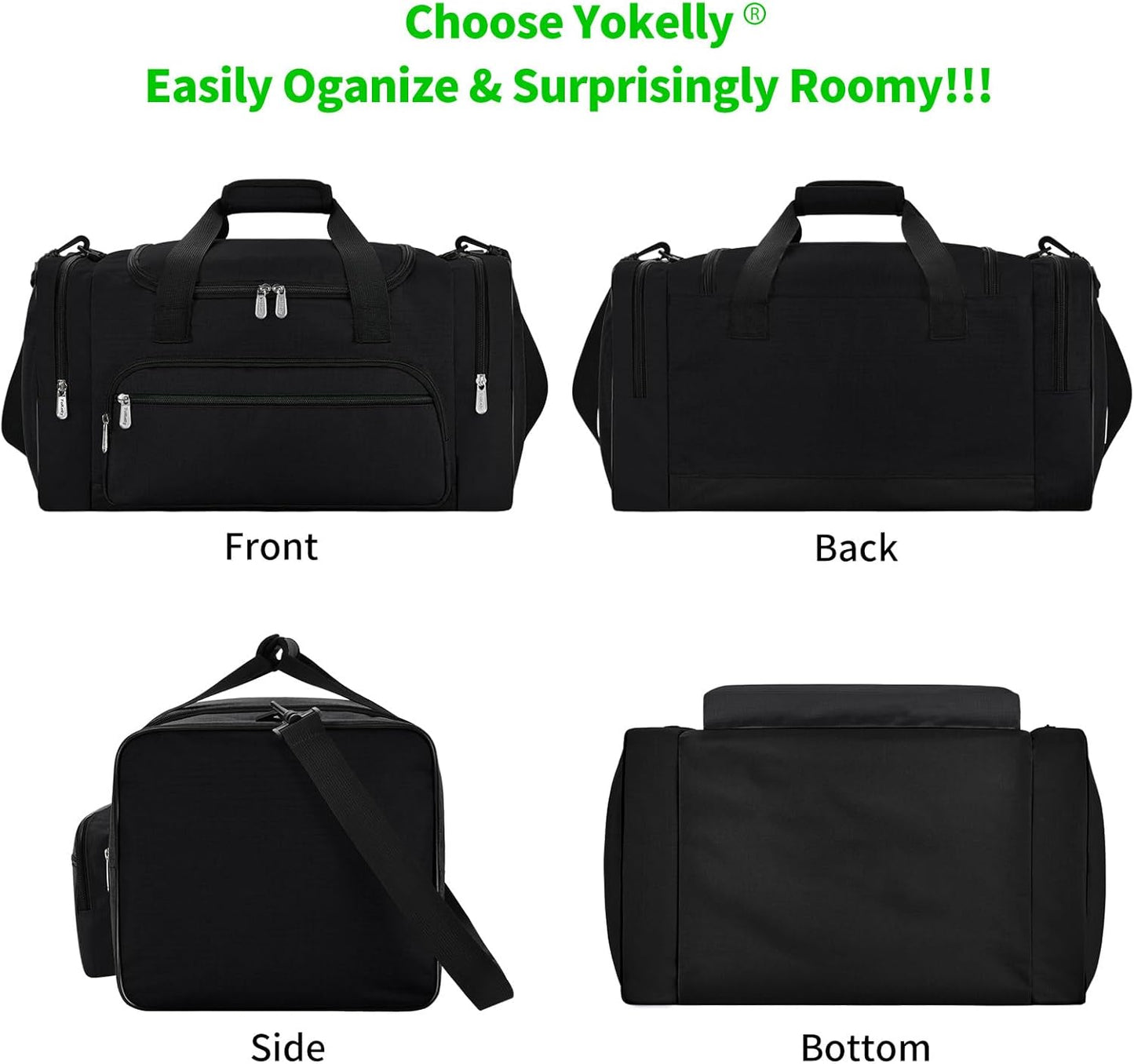 Gym Bag 22 inch Sport Duffle Bag for Men - 55L Weekender Duffel Bag for Travel - Black
