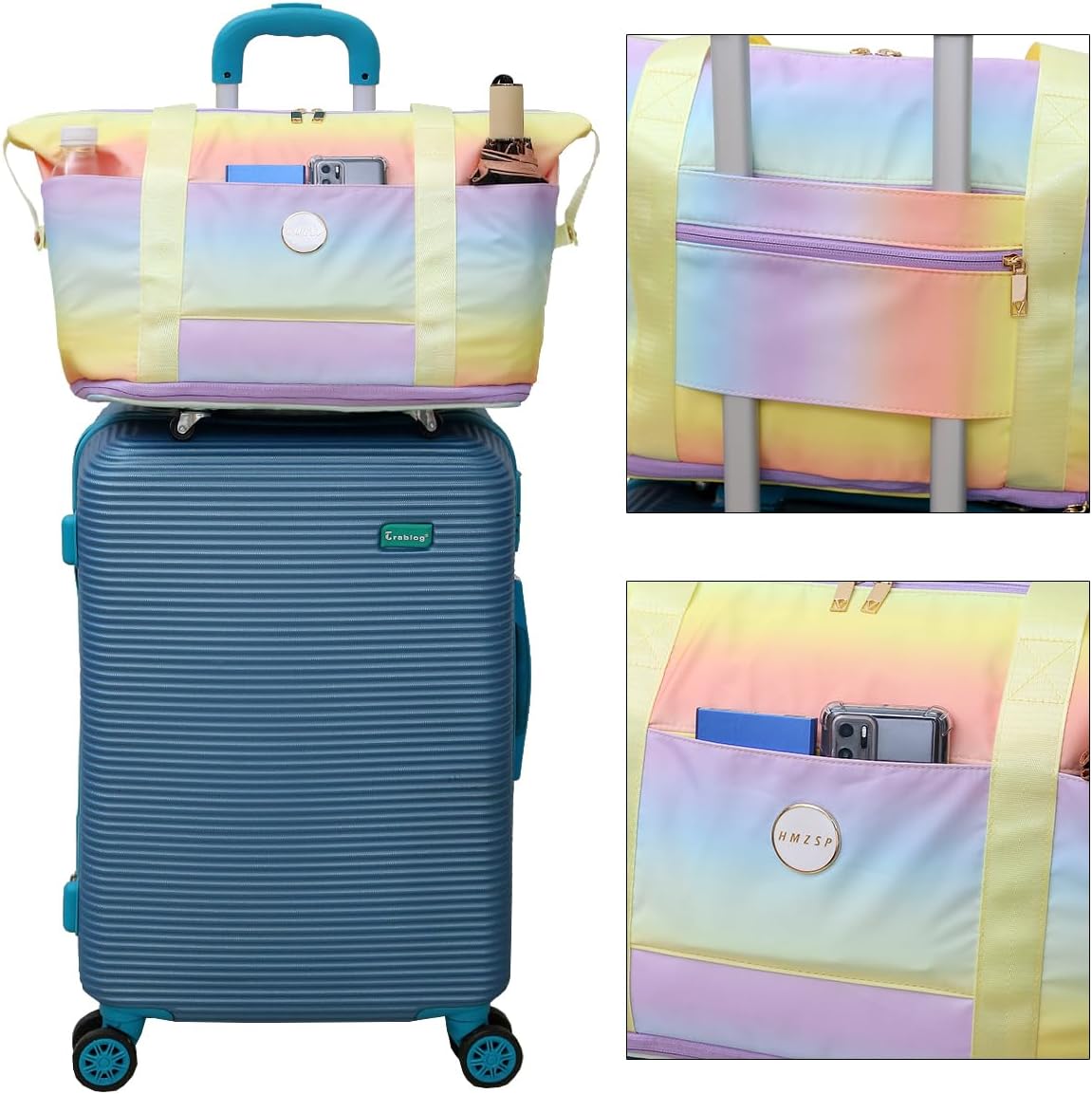 Large Travel Duffel Bag With Wheels Waterproof Lightweight, Sports Tote Gym Bag, Carry on Luggage with Dry&Wet Separation for Gym, Vacation