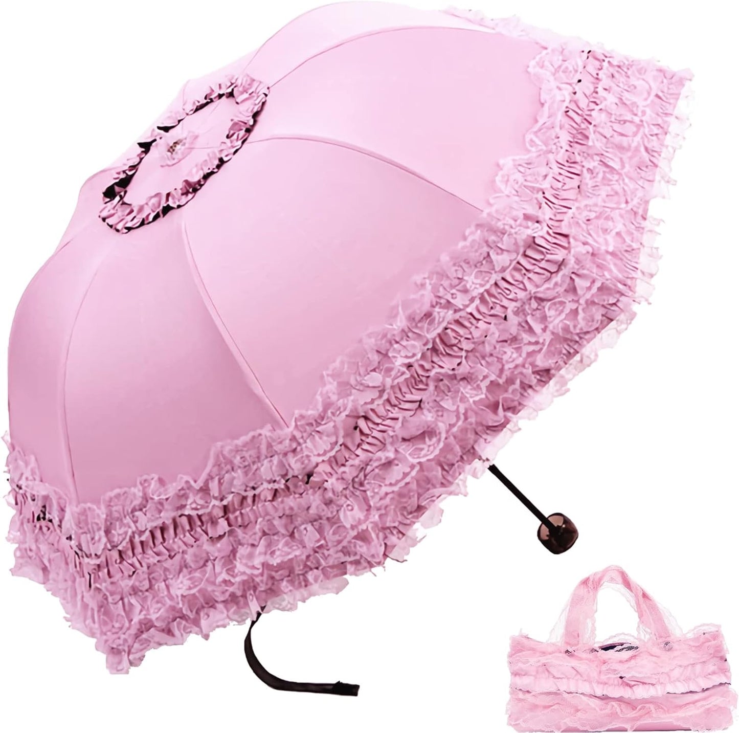 Vintage Lace Parasol Gothic Lolita Umbrella UV Sun Protection Witch Cosplay Photoshoot Props Party Decoration