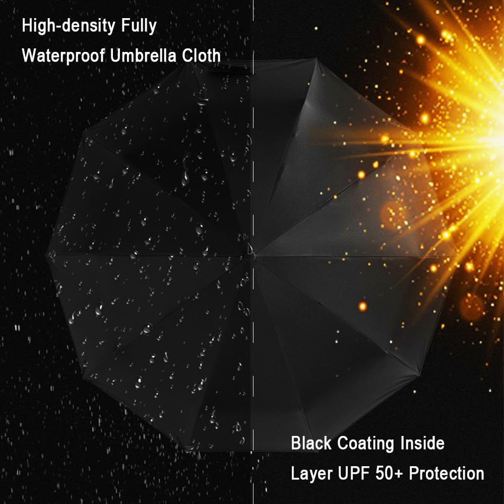 Automatic Umbrella Windproof Lightweight Strong Compact UV Protection Rain Travel Umbrellas Collapsible Backpack Umbrella Suit For Adult