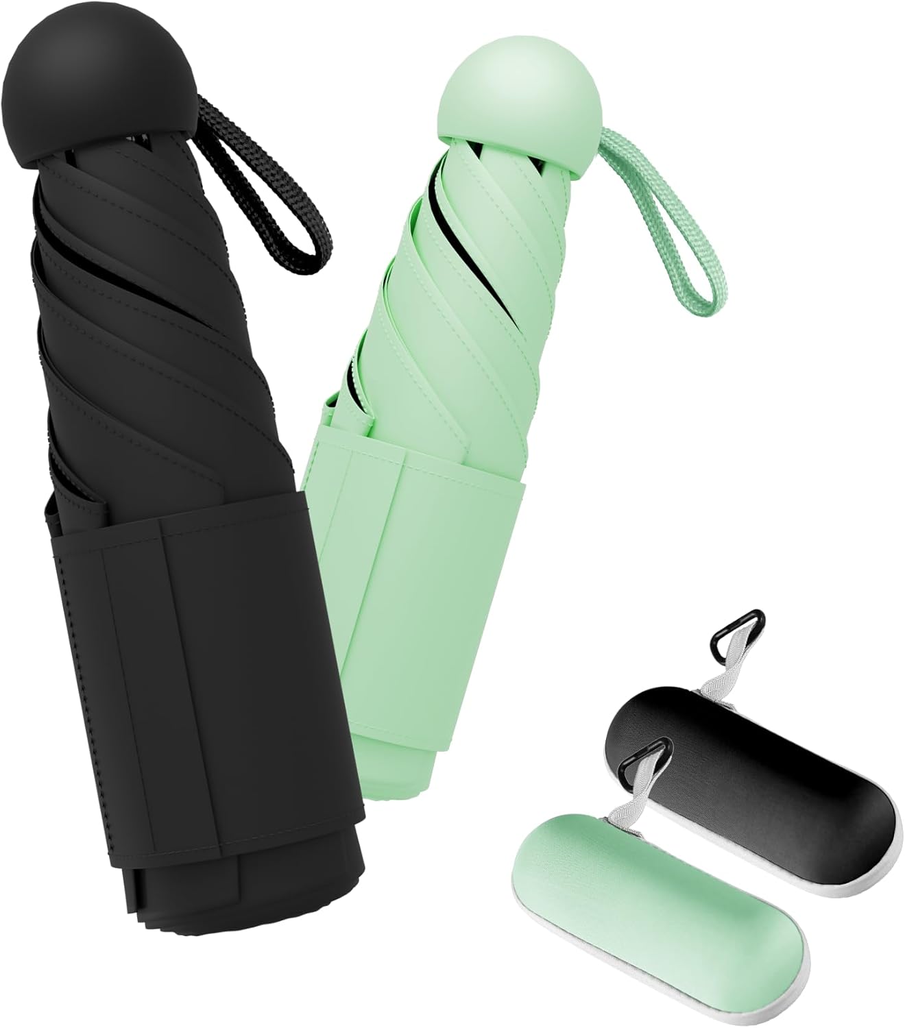 Travel Mini Umbrella Compact Small & Lightweight, UV Rain Protection, Pocket-Sized Folding Umbrellas with Quickdraw & Case for Men Women & Kids Backpack