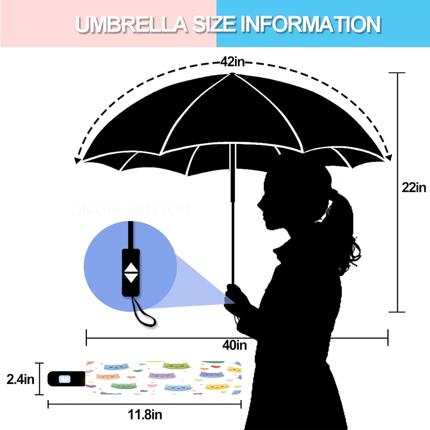 Small Travel Folding Umbrella for Girl, Portable, UV, SunShade, Compact, Automatic, Rain & Wind