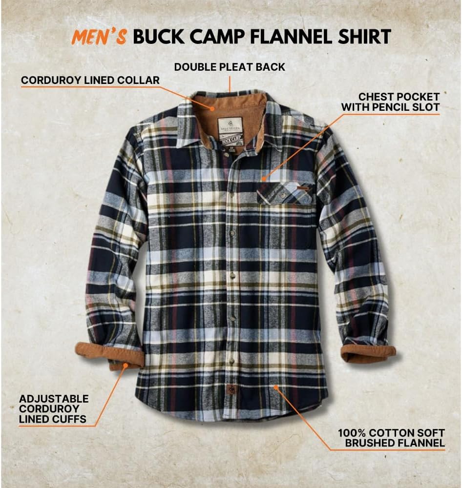 Legendary Whitetails Men's Flannel Shirt Long Sleeve Button Down 100% Cotton