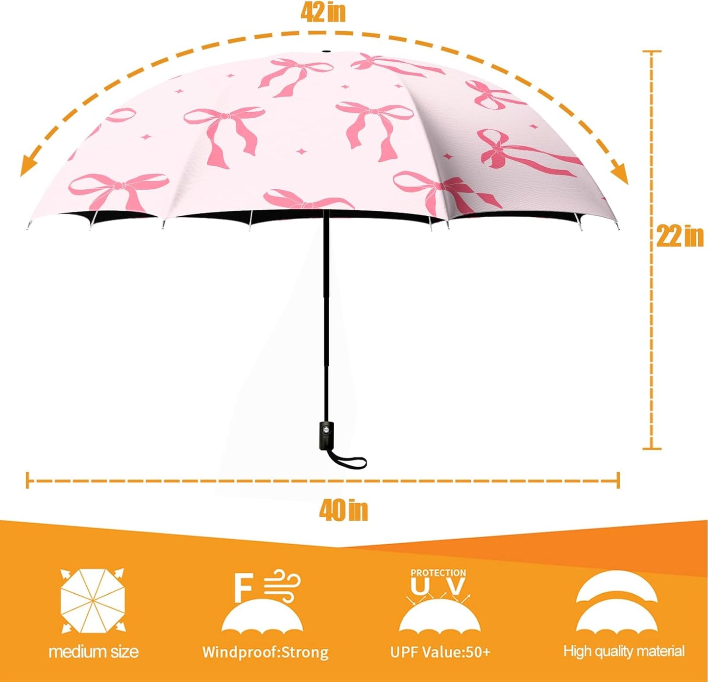 Small Compact Travel Automatic Folding Umbrella for Women, Portable Lightweight, Rain, Wind, UV Sun Shade