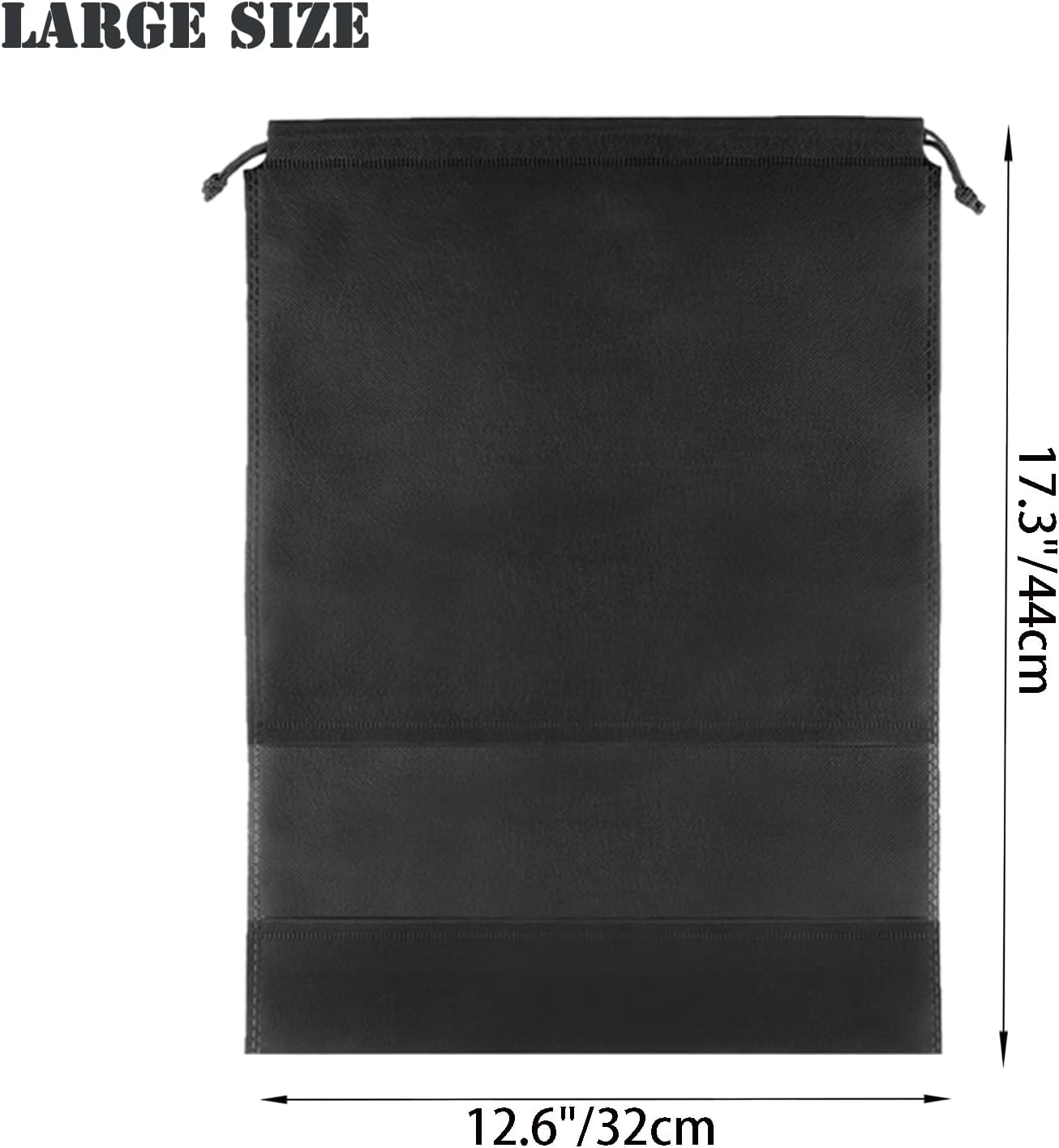 12pcs Non-woven Shoe Bags for Travel 12.6" X 17.3" Portable Shoe Bags with Clear Window, Large Drawstring Dustproof Travel Shoe Storage Bag for Men & Women, Black,XL Size