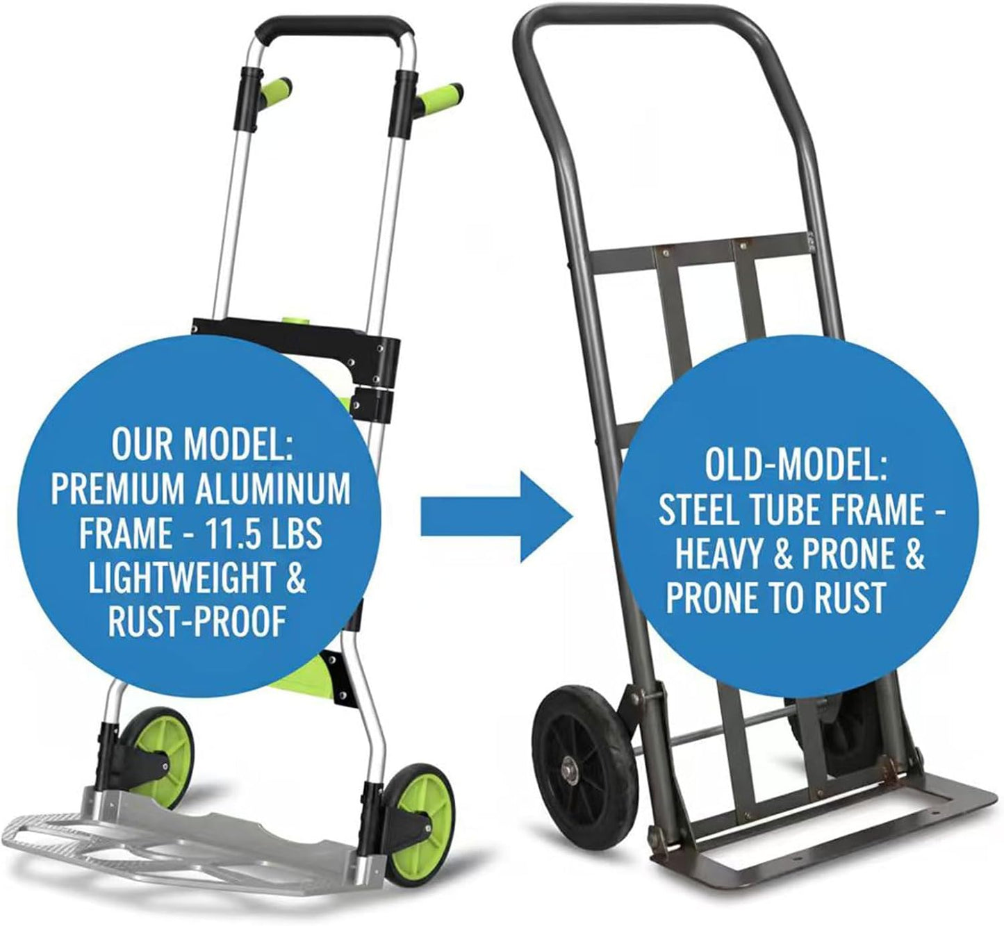 Leeyoung Folding Hand Truck and Dolly,309 lb Capacity Aluminum Portable Cart with Telescoping Handle and PP+EVA Wheels