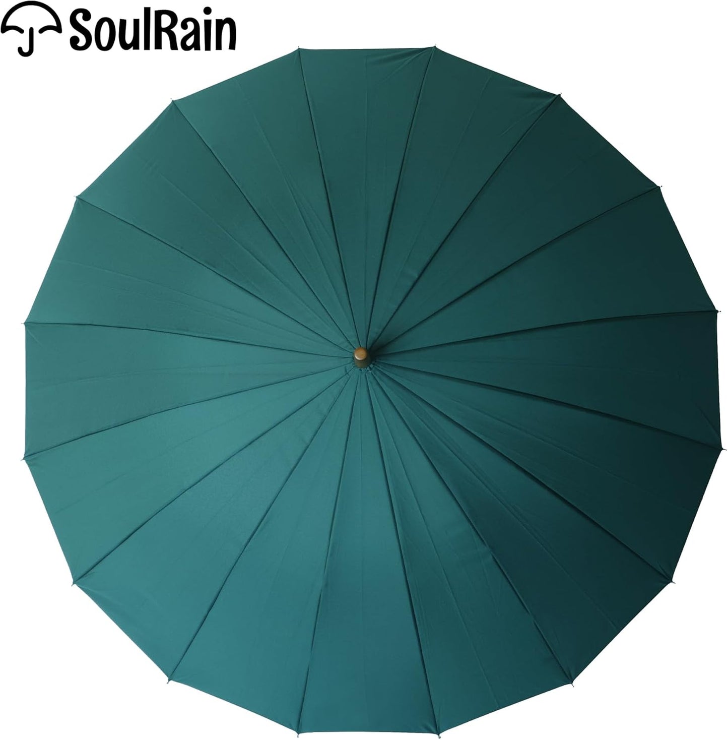 SoulRain 16 Ribs 48" Stick Umbrella Auto Open Solid Color Fashionable and Simple，Arc Classic Wood Handle，Windproof Unbreakable Stick Rain Umbrella